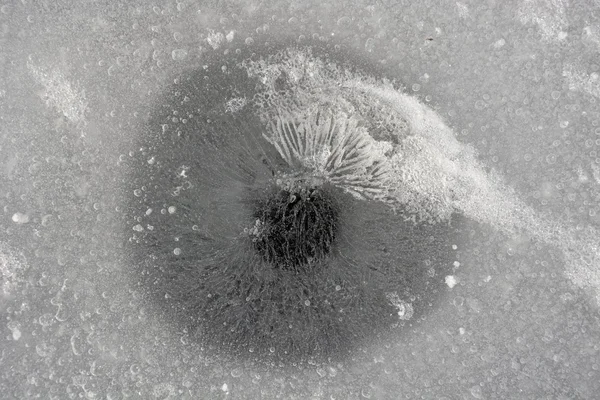 Ice fishing- hole in the ice — Stock Photo, Image