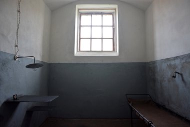 Dark prison cell in Oreshek fortress in Shlisselburg city