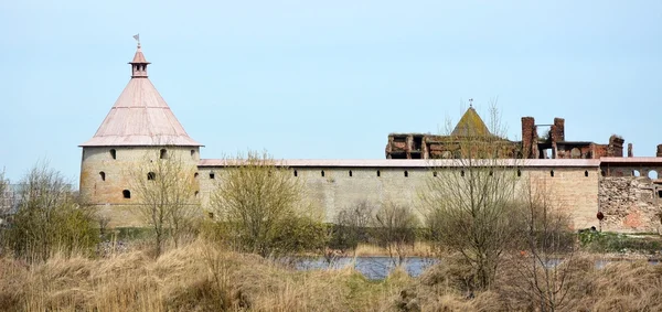 Fortress at Shlisselburg city. Fortress called Oreshek — Stock Photo, Image