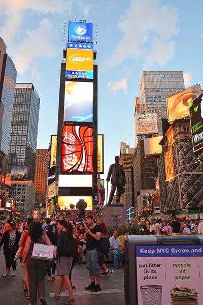 Times Square, featured with Broadway Theaters and animated LED signs, is a symbol of New York City and the United States, August 07, 2013 in Manhattan, New York City. USA