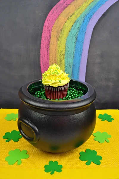 Pot of Gold Cupcake at the End of a Rainbow