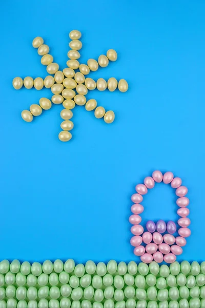 Şeker yumurta ile yapılan Paskalya arka plan şeklinde