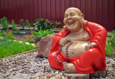 Wooden Hotei statue clipart