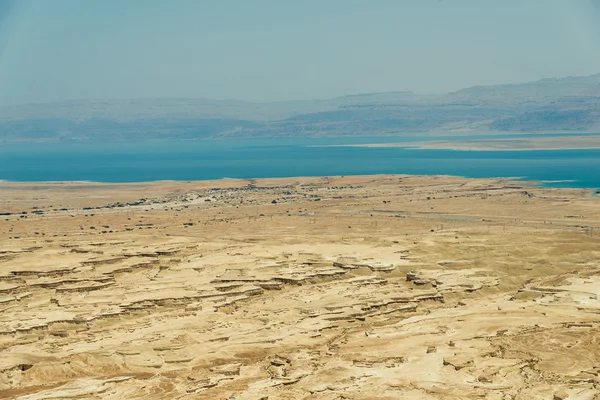 Masada widok z wysokości na pustyni — Zdjęcie stockowe