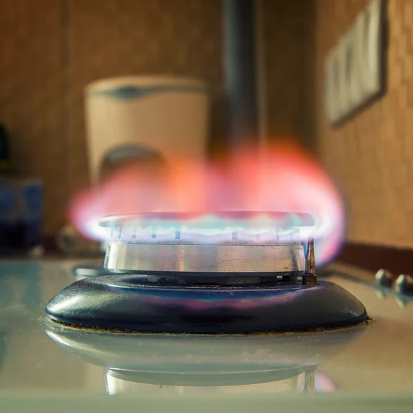 Газова горіння блакитного полум'я — стокове фото