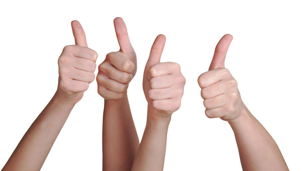 hands on a white background