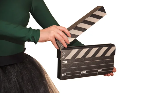 Clapboard in hand — Stock Photo, Image