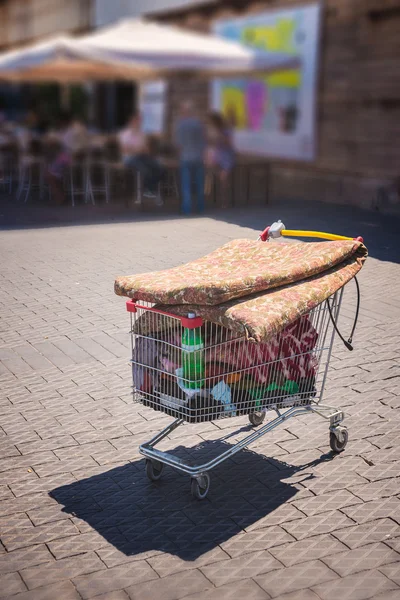 Einkaufswagen voller Müll — Stockfoto