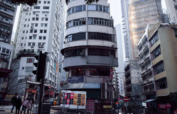 Hongkong Januar 2019 Zentraler Bereich Der Stadt Mit Viel Werbung — Stockfoto