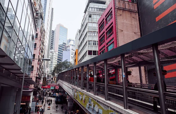 Hongkong Januar 2019 Zentraler Bereich Der Stadt Mit Viel Werbung — Stockfoto