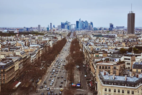 Uitzicht Van Arc Triomphe Naar Stad Parijs — Stockfoto