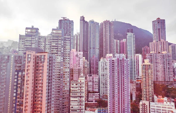 Mnoho Obytných Budov Victoria Peak Hong Kongu — Stock fotografie