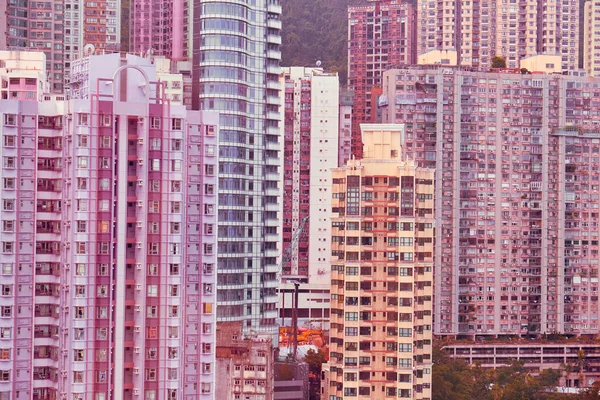 Vysoké Různé Obytné Budovy Centru Hong Kongu — Stock fotografie