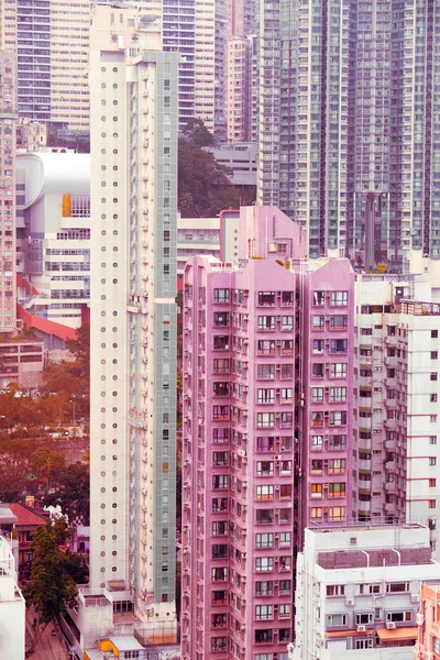 Dunne Hoge Appartementencomplex Hong Kong — Stockfoto