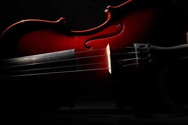 Part Violin Front View Hard Light — Stock Photo, Image
