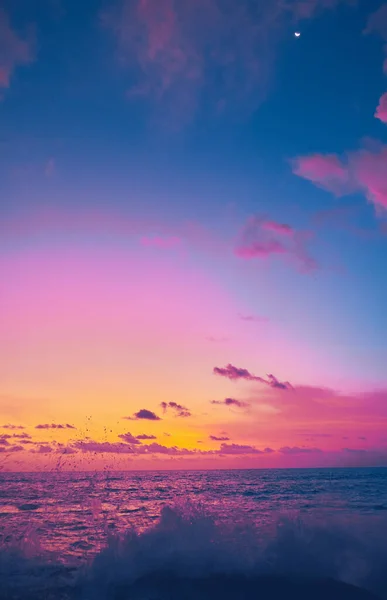 Beautiful Saturated Sunset Indian Ocean View Bali — Stock Photo, Image