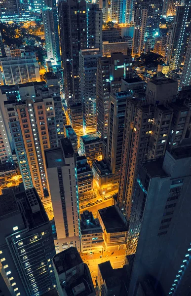 Hong Kong Gece Yüksek Konut Binaları — Stok fotoğraf