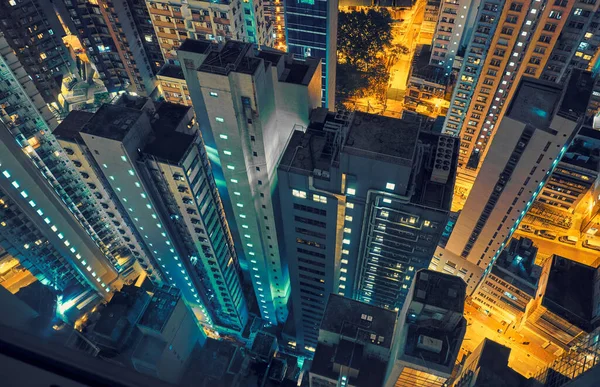 Vista Edificios Residenciales Desde Arriba Hong Kong Por Noche —  Fotos de Stock