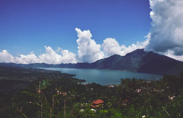 Lake Batur Het Dorp Buurt Van Het Meer Bij Mount — Stockfoto
