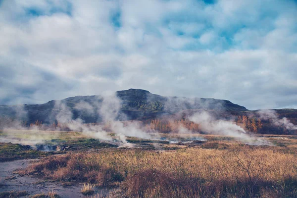 Ånga Från Het Gejser Island — Stockfoto