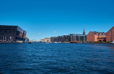 View of the canal and architecture of modern Copenhagen, Denmark