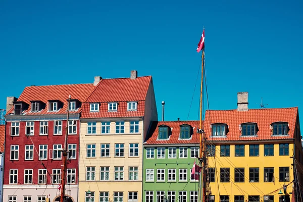 Kopenhag Turistik Bölgesinde Nyhavn Daki Eski Güzel Binalar — Stok fotoğraf