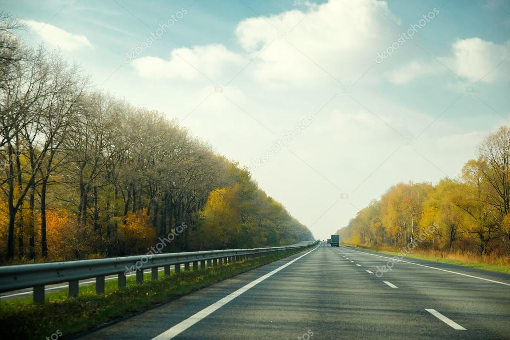 Asphalt road with transport