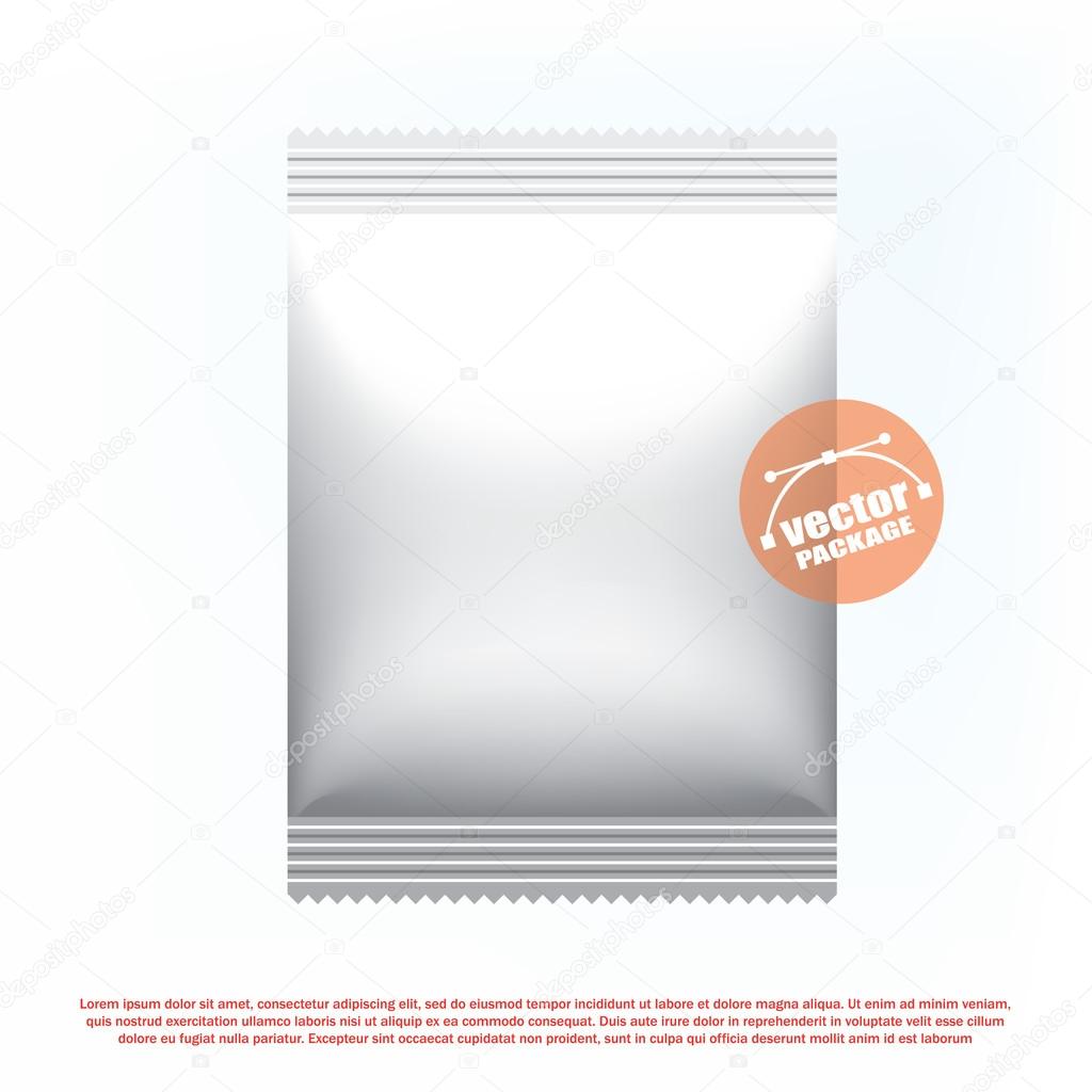 Foil stick packaging for the dry beverage, salt and spices. Plastic snack pack. Packaging mock up template. Good for food design. Vector illustrated