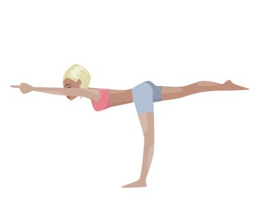 Vektör poster şablonu ile sarışın kız yoga egzersizleri, iyi yoga stüdyosu, yoga sınıfı, yoga merkezi için resimli.