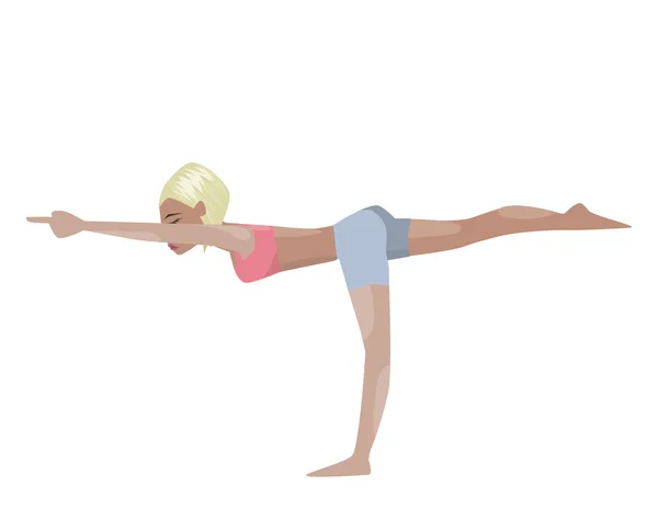 Vector illustrerad affisch mall med blond flicka gör yogaövningar, bra för yogastudio, yogapass, yogacenter. Royaltyfria illustrationer