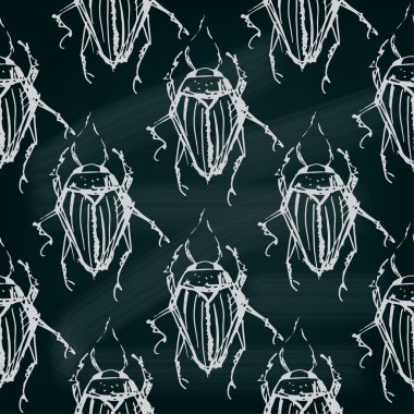 Seamless blackbord pattern with bugs. Insects background. EPS 10 vector clipart