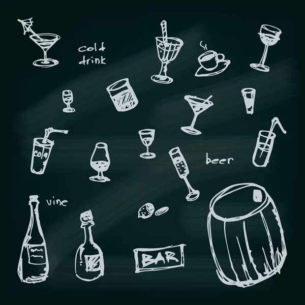 Set di bevande illustrate disegnate a mano. EPS 10 Vettore — Vettoriale Stock