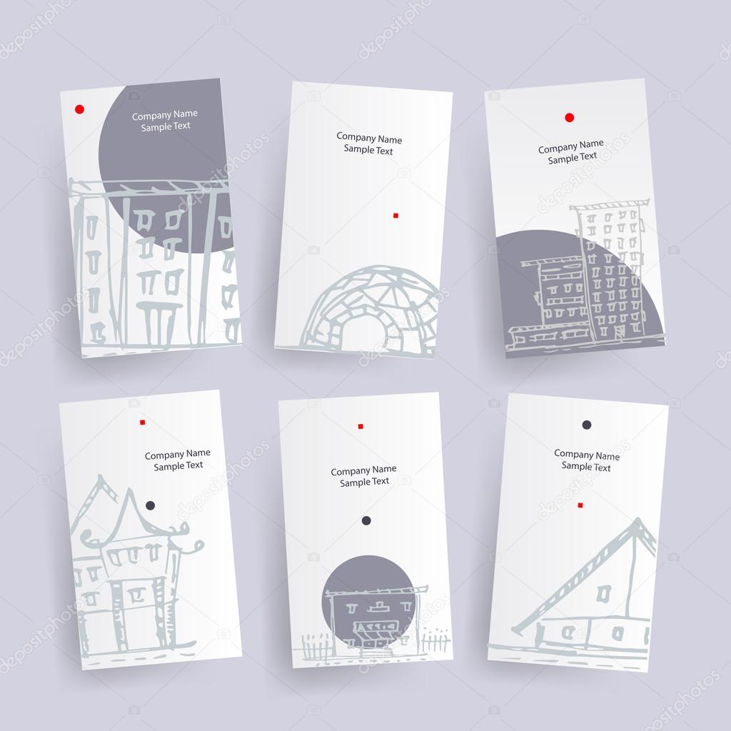 Set of architecture company identify cards. Vector illustrated  tags