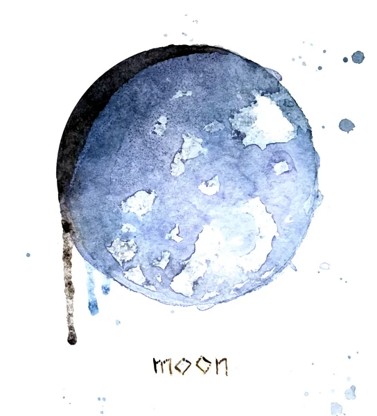 Carte de voeux aquarelle lune. Vecteur illustré — Image vectorielle