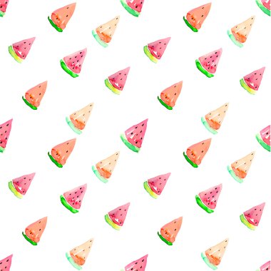 Watercolor seamless watermelon pattern. Vector clipart