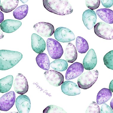 Happy Easter! Watercolor hand drawn  Easter egg seamless pattern.  Vector clipart