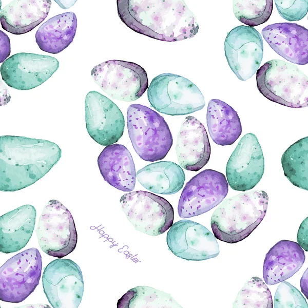 Happy Easter! Watercolor hand drawn  Easter egg seamless pattern.  Vector — Stock Vector