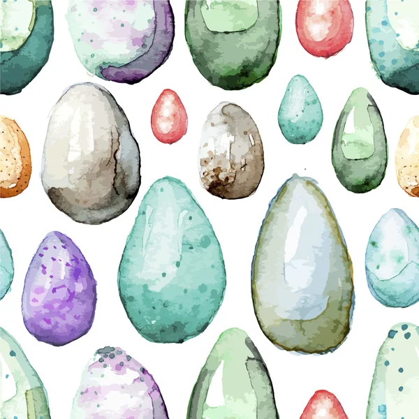 Happy Easter! Watercolor hand drawn Easter egg seamless pattern. Vector — Stock Vector