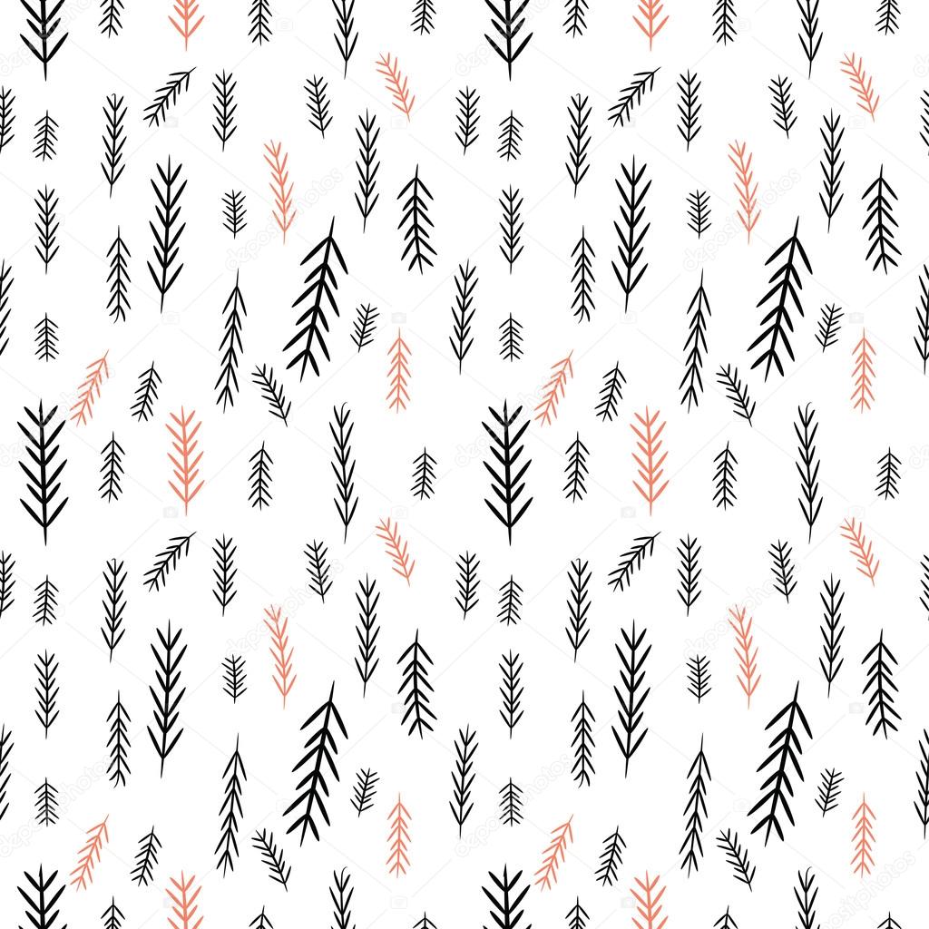 Seamless simple vector graphics pattern. Tile Christmas background with pine-tree. Merry Christmas!