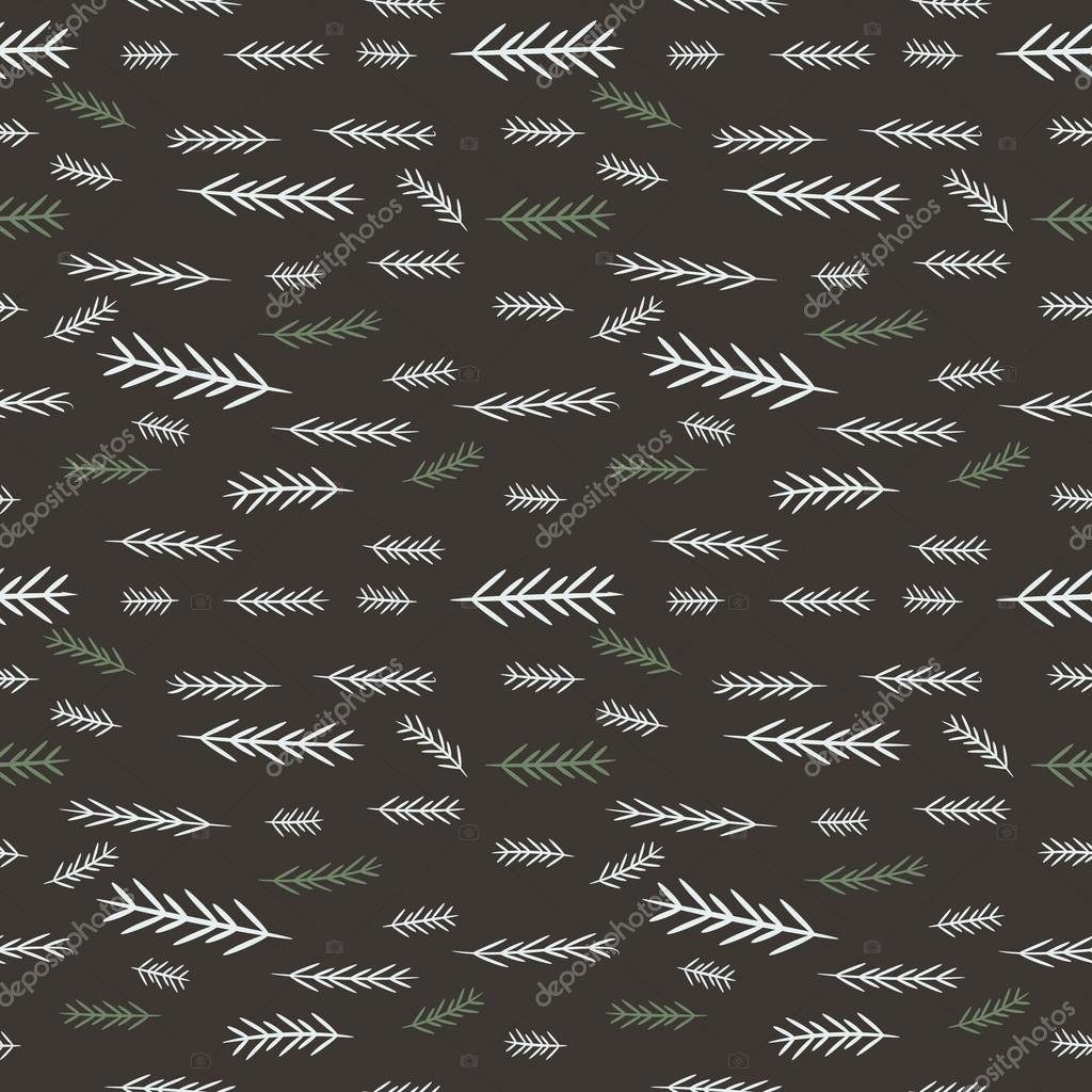 Seamless simple vector graphics pattern. Tile Christmas background with  pine-tree. Wrapping paper texture. Merry Christmas! Stock Illustration