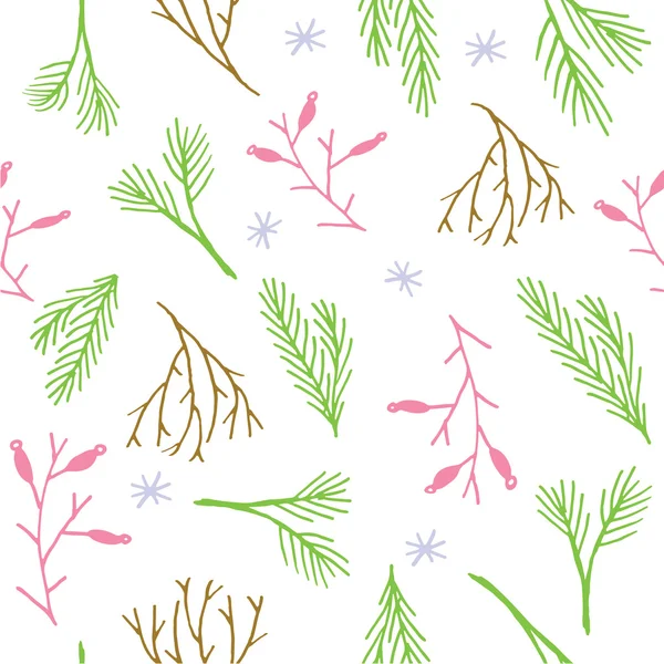 Patrón de Navidad sin costuras. Azulejos vector de fondo. Fondo de pantalla de invierno botánico. Textura de papel de envolver . — Archivo Imágenes Vectoriales