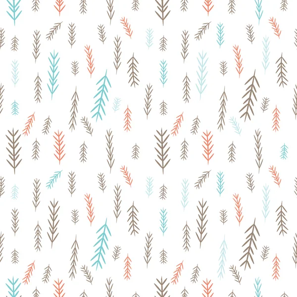 Seamless simple vector graphics pattern. Tile Christmas background with pine-tree. Wrapping paper texture. Merry Christmas! — Stok Vektör