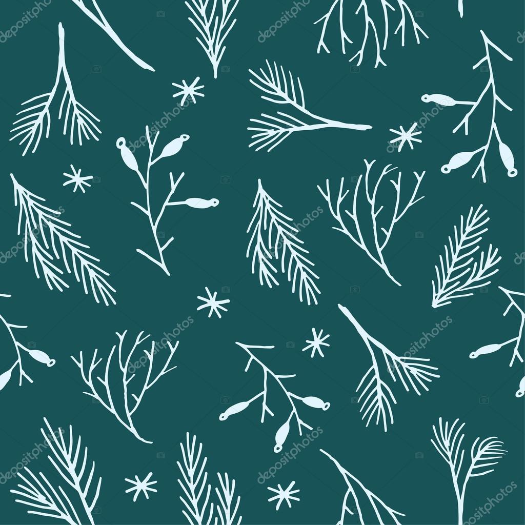Seamless Christmas pattern. Tile vector background. Botanical winter
