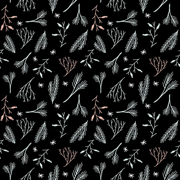 Patrón de Navidad sin costuras. Azulejos vector de fondo. Fondo de pantalla de invierno botánico. Textura de papel de envolver . — Vector de stock