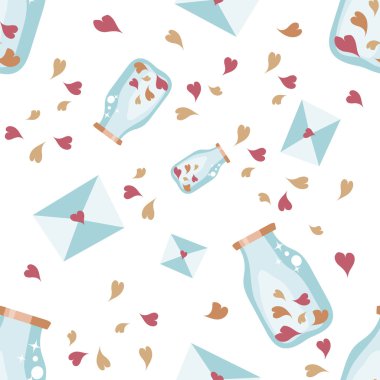 Seamless Valentine background. Tile love pattern. Vector illustrated sweet wrapping paper texture
