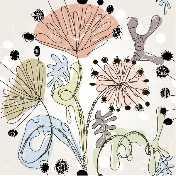 Nahtloses Blumenmuster. Vektor veranschaulichte Doodle-Skizzenentwurf. Textur von Verpackungspapier — Stockvektor