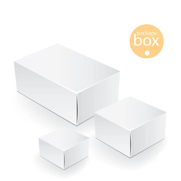 Boîte de paquet blanche. Modèle de maquette d'emballage. Bon pour un aliment, électronique, logiciel, design cosmétique et d'autres produits. Vecteur illustré — Image vectorielle