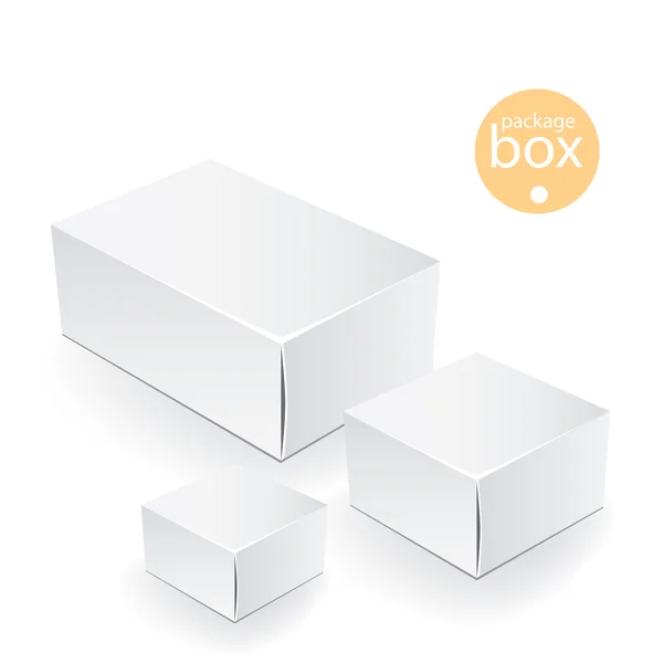 Caja blanca. Embalaje maqueta de plantilla. Bueno para un diseño de alimentos, electrónica, software, cosméticos y otros productos. Vector ilustrado — Vector de stock