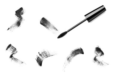 Beyaz arkaplanda rimelin kapağını kapat