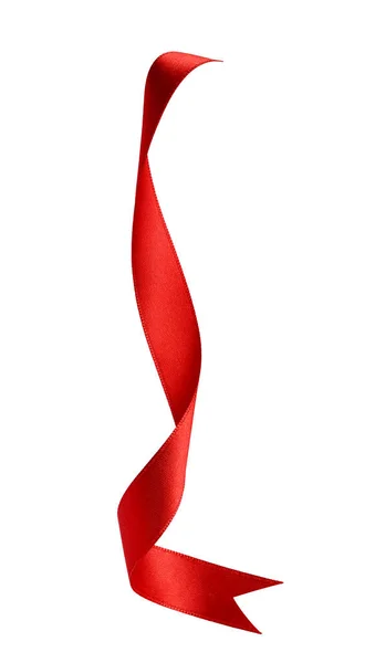 Close Red Ribbon Bow White Background — Stock Photo, Image